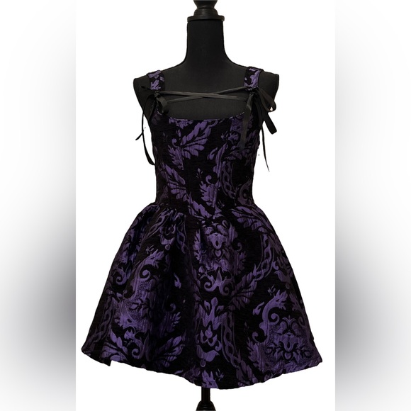 Dolls Kill / Widow Purple Brocade Sultry Sins Matching Dress Set - Picture 8 of 14